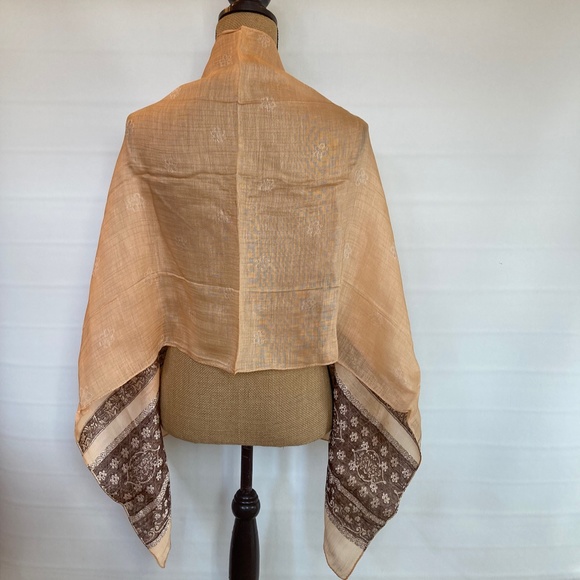 Large Thai scarf, peach and brown, never used - Picture 5 of 6